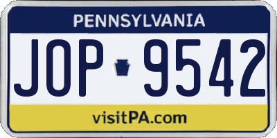 PA license plate JOP9542