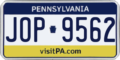 PA license plate JOP9562