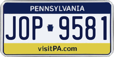 PA license plate JOP9581