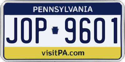 PA license plate JOP9601