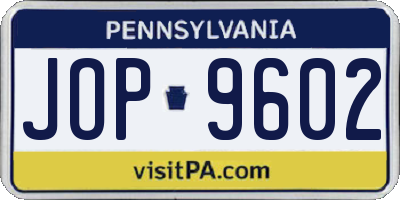 PA license plate JOP9602