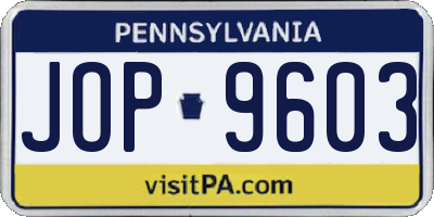 PA license plate JOP9603