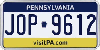 PA license plate JOP9612