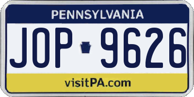 PA license plate JOP9626