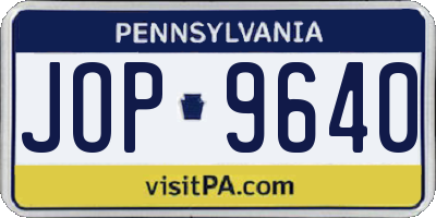 PA license plate JOP9640