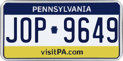 PA license plate JOP9649