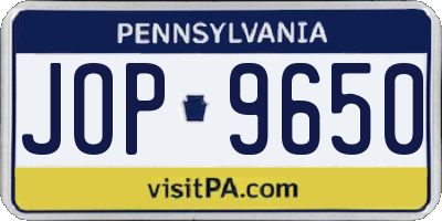 PA license plate JOP9650