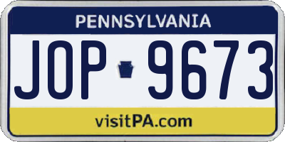 PA license plate JOP9673
