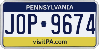 PA license plate JOP9674