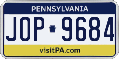 PA license plate JOP9684