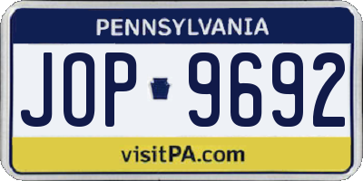 PA license plate JOP9692