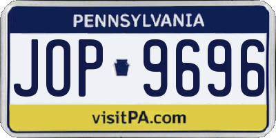 PA license plate JOP9696