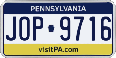 PA license plate JOP9716