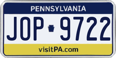 PA license plate JOP9722