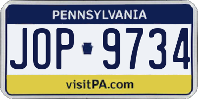 PA license plate JOP9734