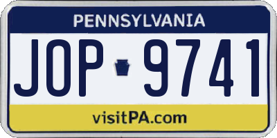 PA license plate JOP9741
