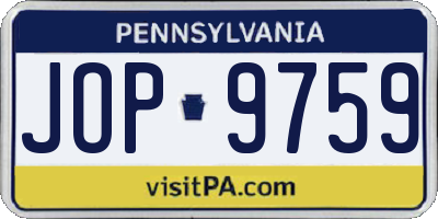 PA license plate JOP9759