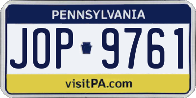 PA license plate JOP9761