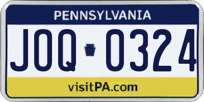 PA license plate JOQ0324