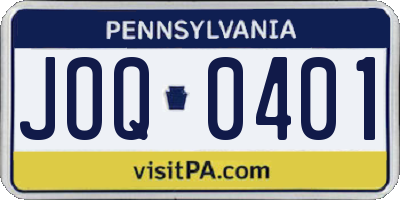 PA license plate JOQ0401