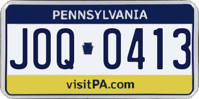 PA license plate JOQ0413