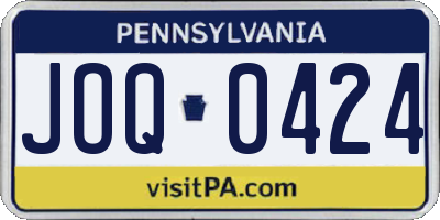PA license plate JOQ0424
