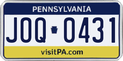 PA license plate JOQ0431