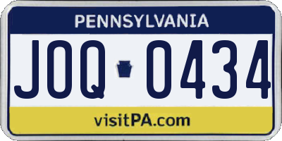 PA license plate JOQ0434