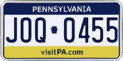 PA license plate JOQ0455