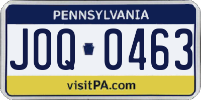 PA license plate JOQ0463