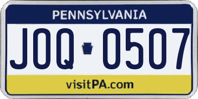 PA license plate JOQ0507
