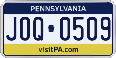 PA license plate JOQ0509
