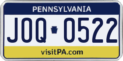 PA license plate JOQ0522