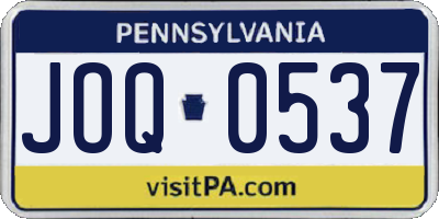 PA license plate JOQ0537