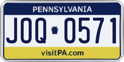 PA license plate JOQ0571