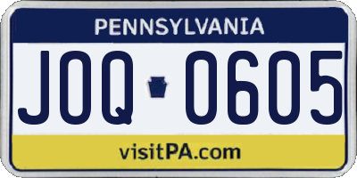 PA license plate JOQ0605