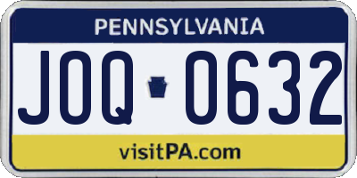 PA license plate JOQ0632