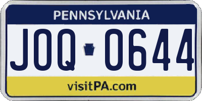 PA license plate JOQ0644