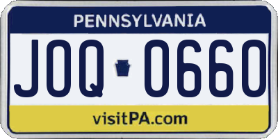 PA license plate JOQ0660