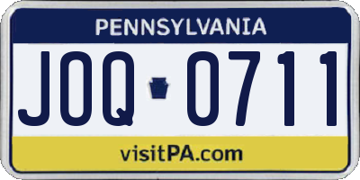 PA license plate JOQ0711