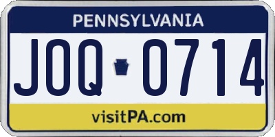 PA license plate JOQ0714