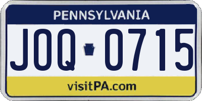 PA license plate JOQ0715