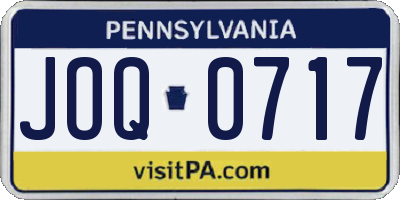 PA license plate JOQ0717