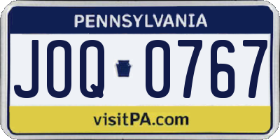 PA license plate JOQ0767
