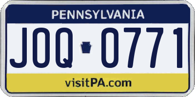 PA license plate JOQ0771