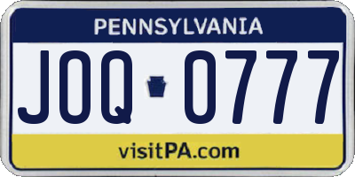 PA license plate JOQ0777