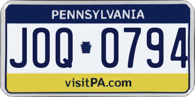 PA license plate JOQ0794