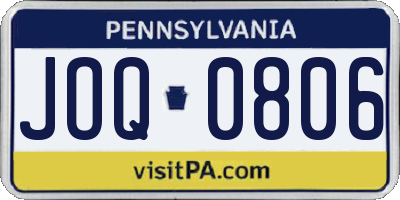 PA license plate JOQ0806