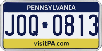 PA license plate JOQ0813