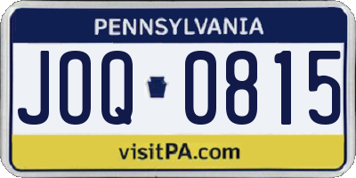 PA license plate JOQ0815